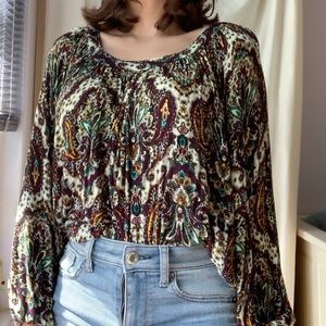 Paisley flowy peasant top